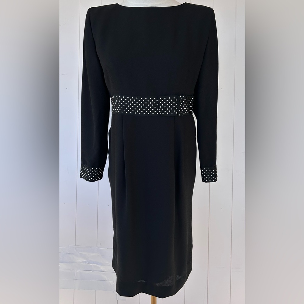Bichon by Sara Edwards Women’s Black Sheath Dress Grosgrain Ribbon Detail Size 4